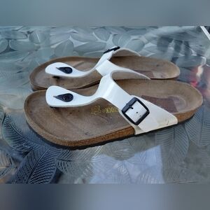 Birkenstock Women Size 42/11 Us Regular White Sandals with Black Buckle